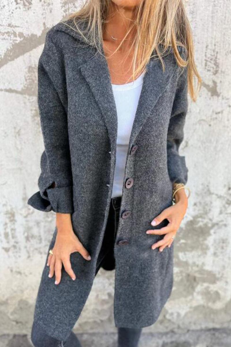 Long Buttoned Cashmere Coat