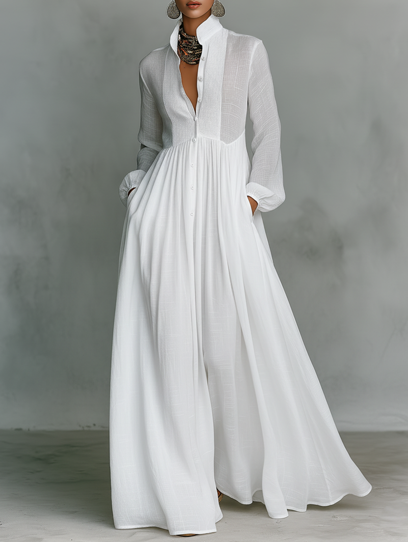 Elisa™ | Maxi Dress in Cotton and Linen