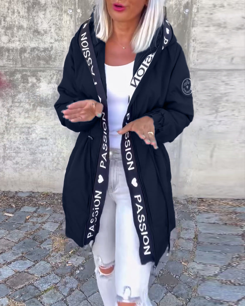 Black hoodie with "Passionđź–¤" print