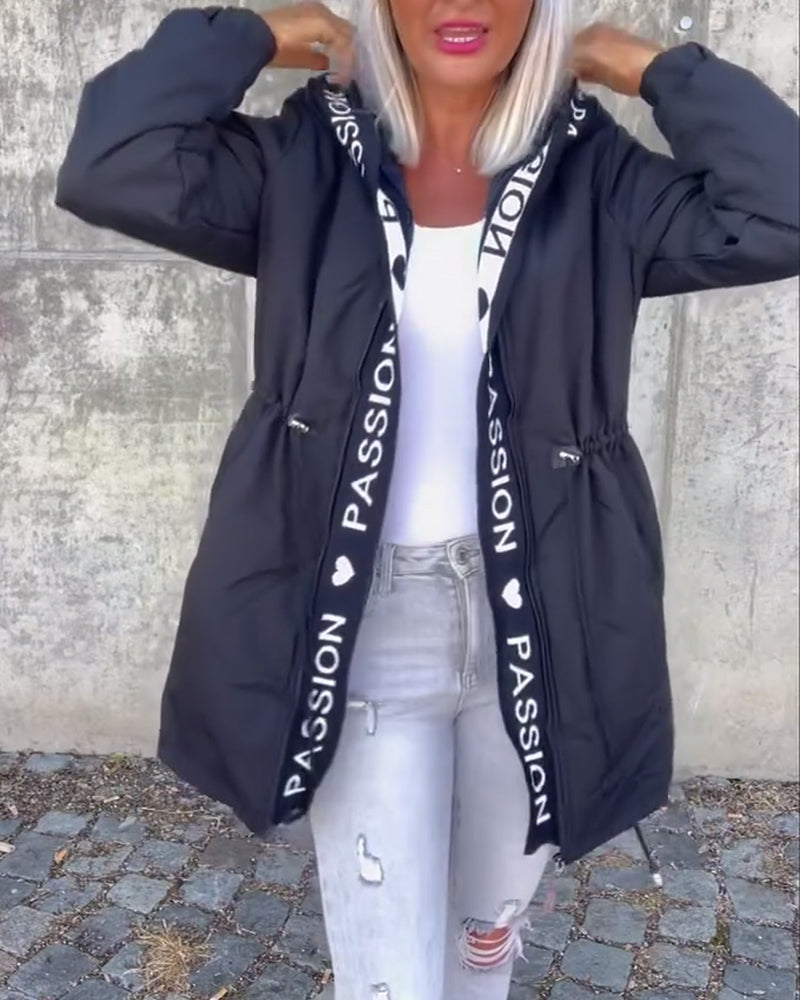 Black hoodie with "Passionđź–¤" print