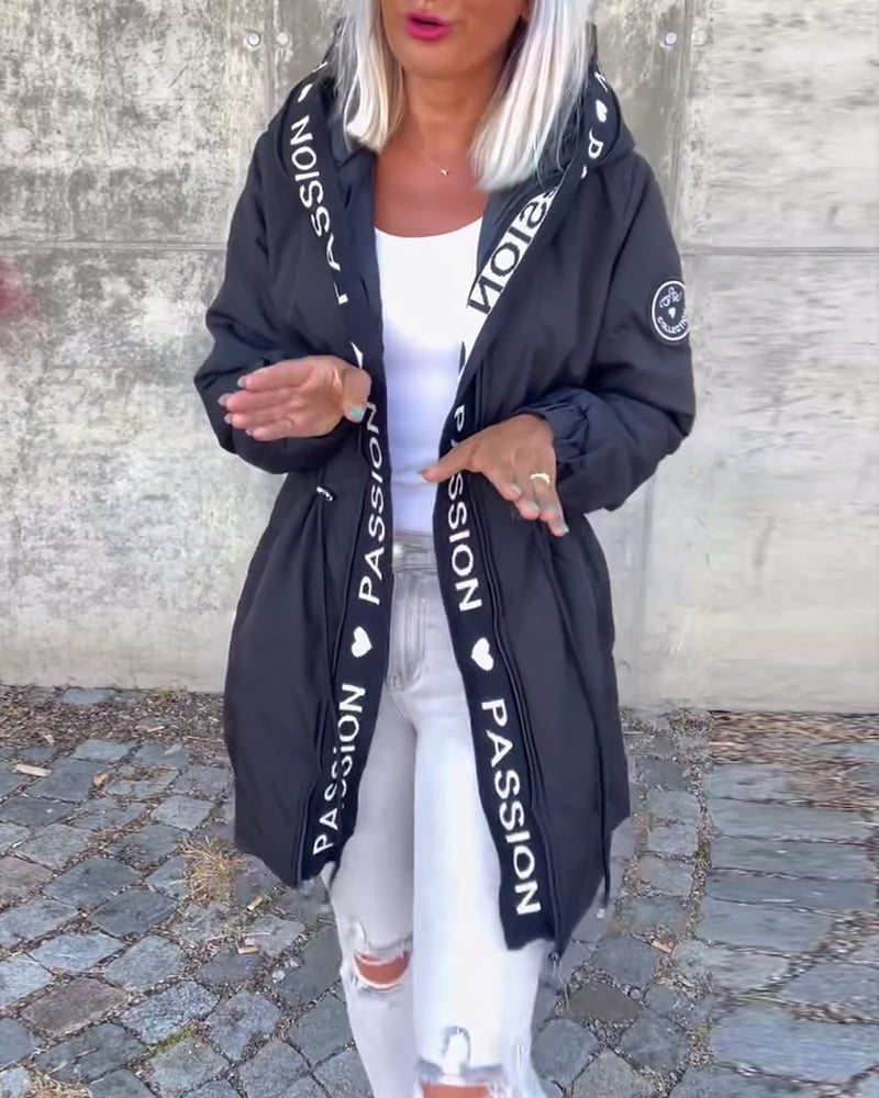 Black hoodie with "Passionđź–¤" print