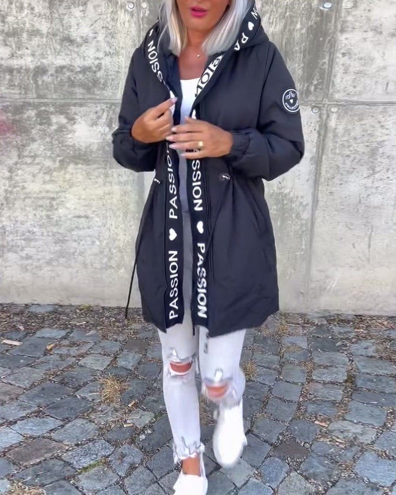 Black hoodie with "Passionđź–¤" print
