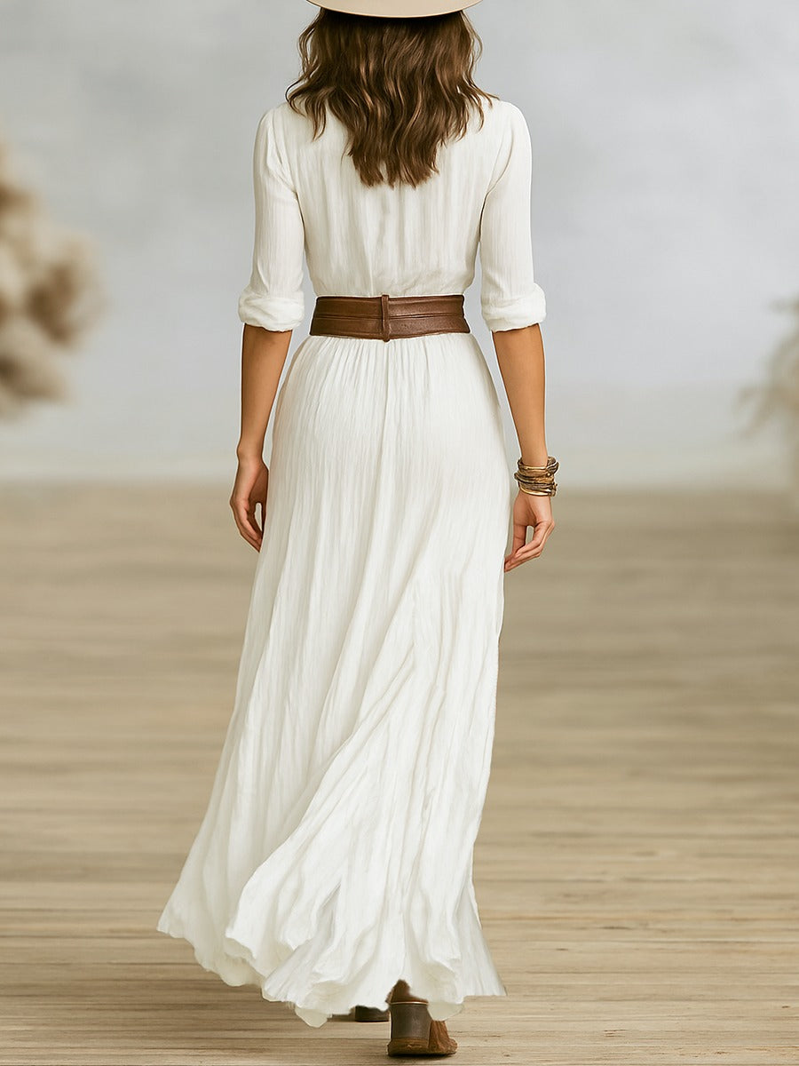 Soléane™ | Elegant Pleated Midi Dress