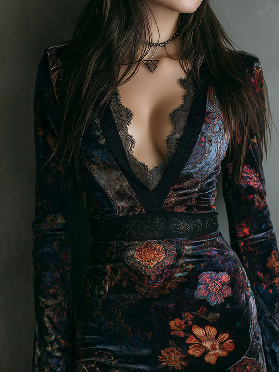 Sofia™ | Mini Dress in Floral Velvet