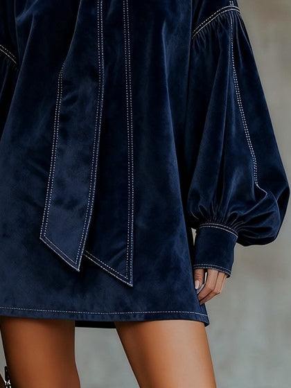 Valentina™ | Mini Velvet Dress with Bow