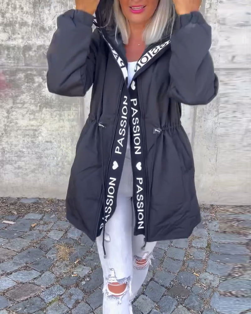 Black hoodie with "Passionđź–¤" print