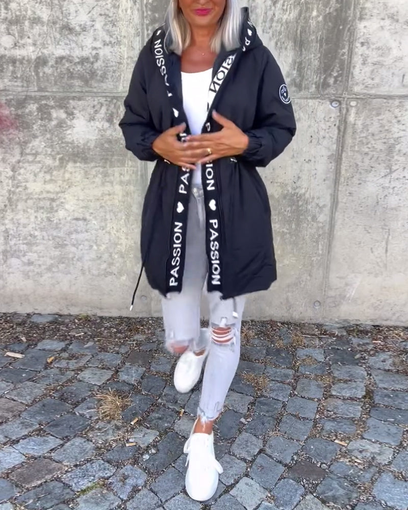 Black hoodie with "Passionđź–¤" print