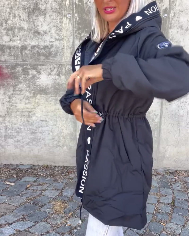 Black hoodie with "Passionđź–¤" print