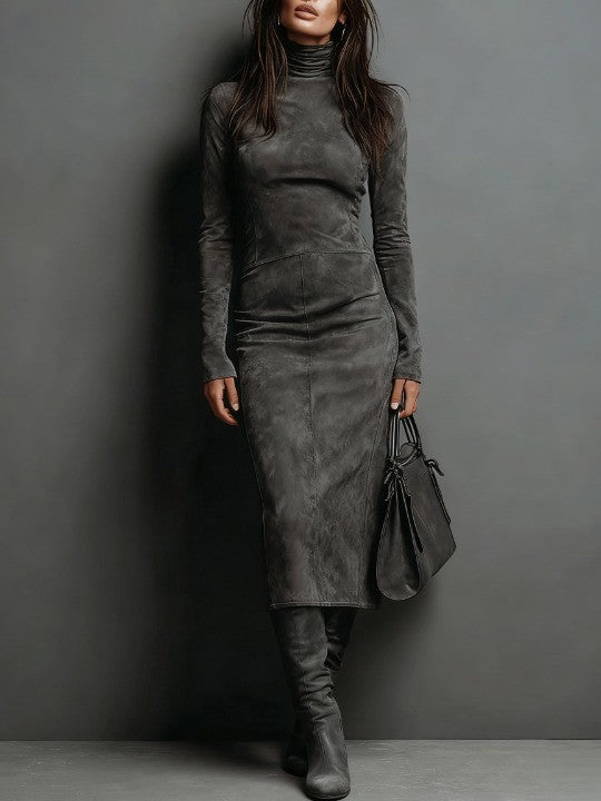 Frosina™ | Suede Midi Dress