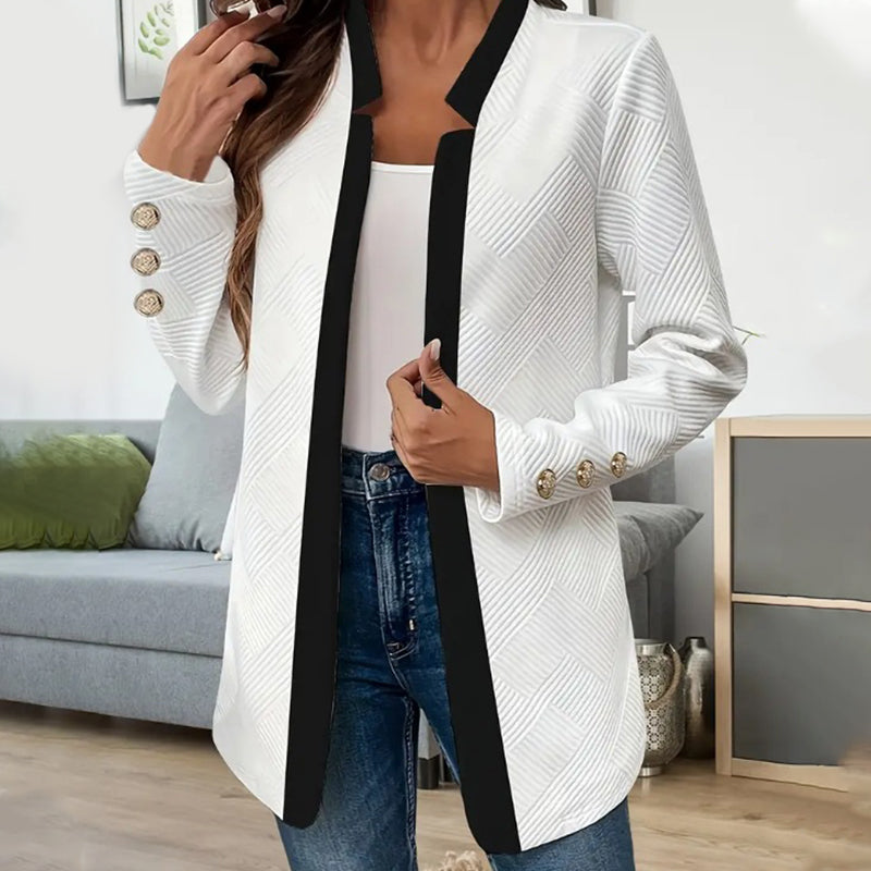 Stylish Women's Jacket with Color Blocking and Open Front
