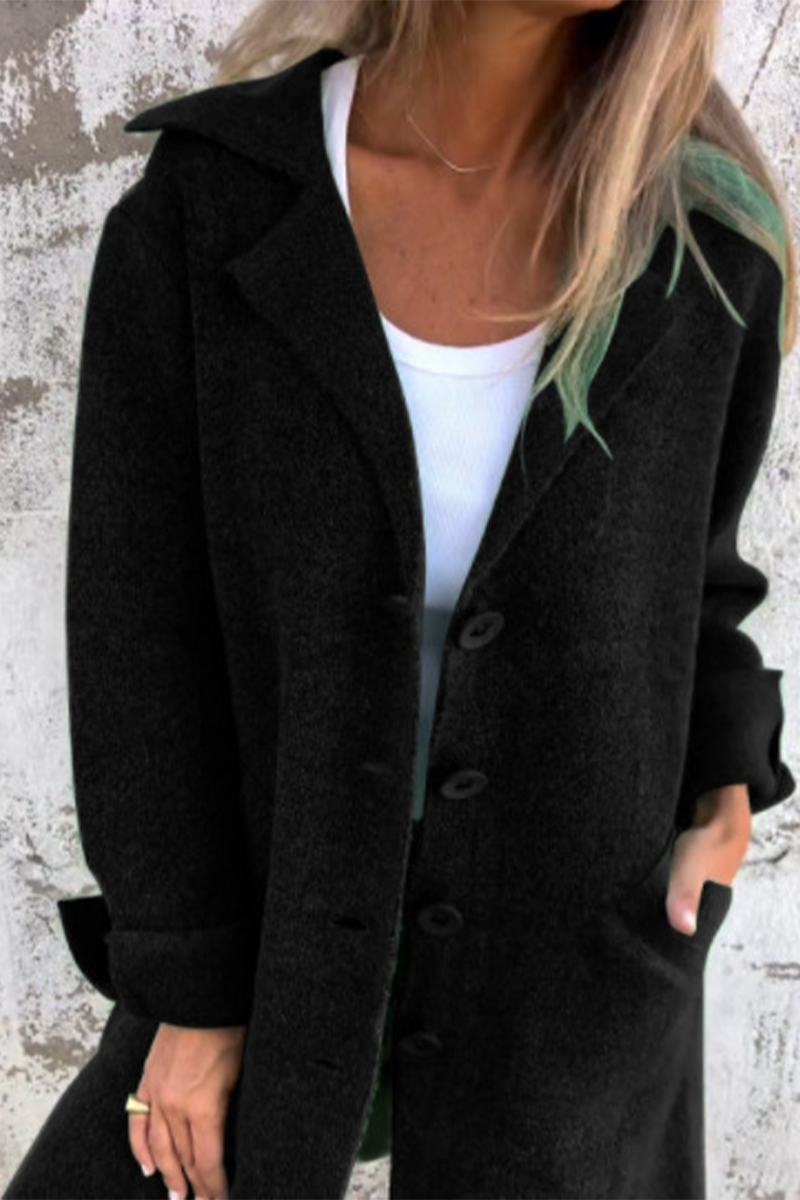 Long Buttoned Cashmere Coat