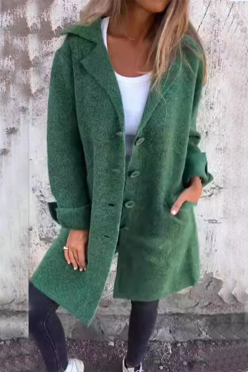 Long Buttoned Cashmere Coat