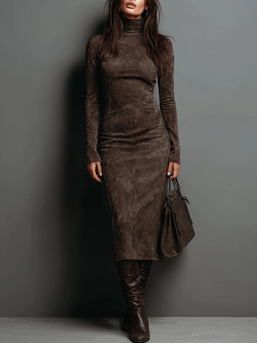 Frosina™ | Suede Midi Dress