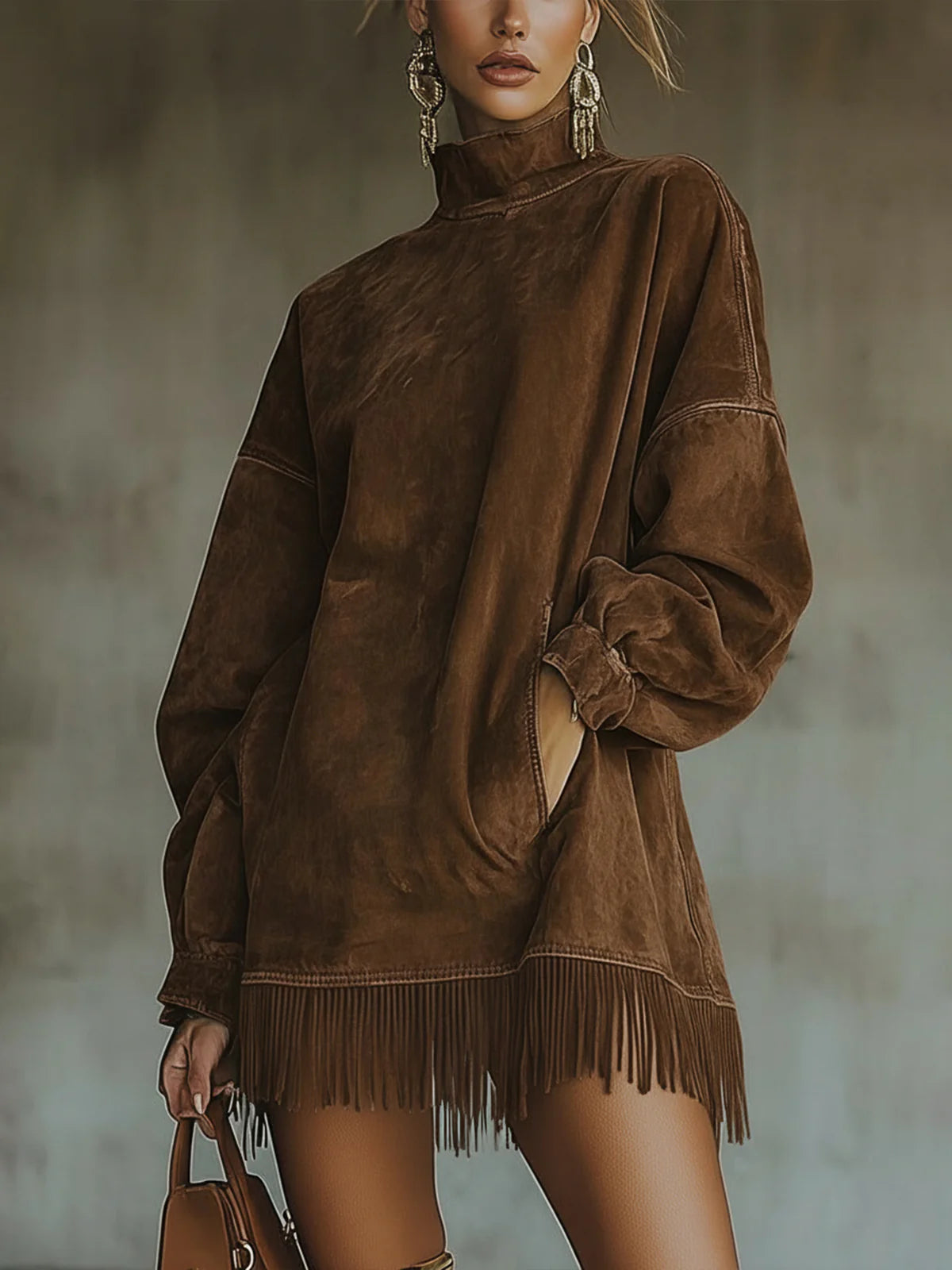 Darcie™ | Suede Tunic Dress with Fringes