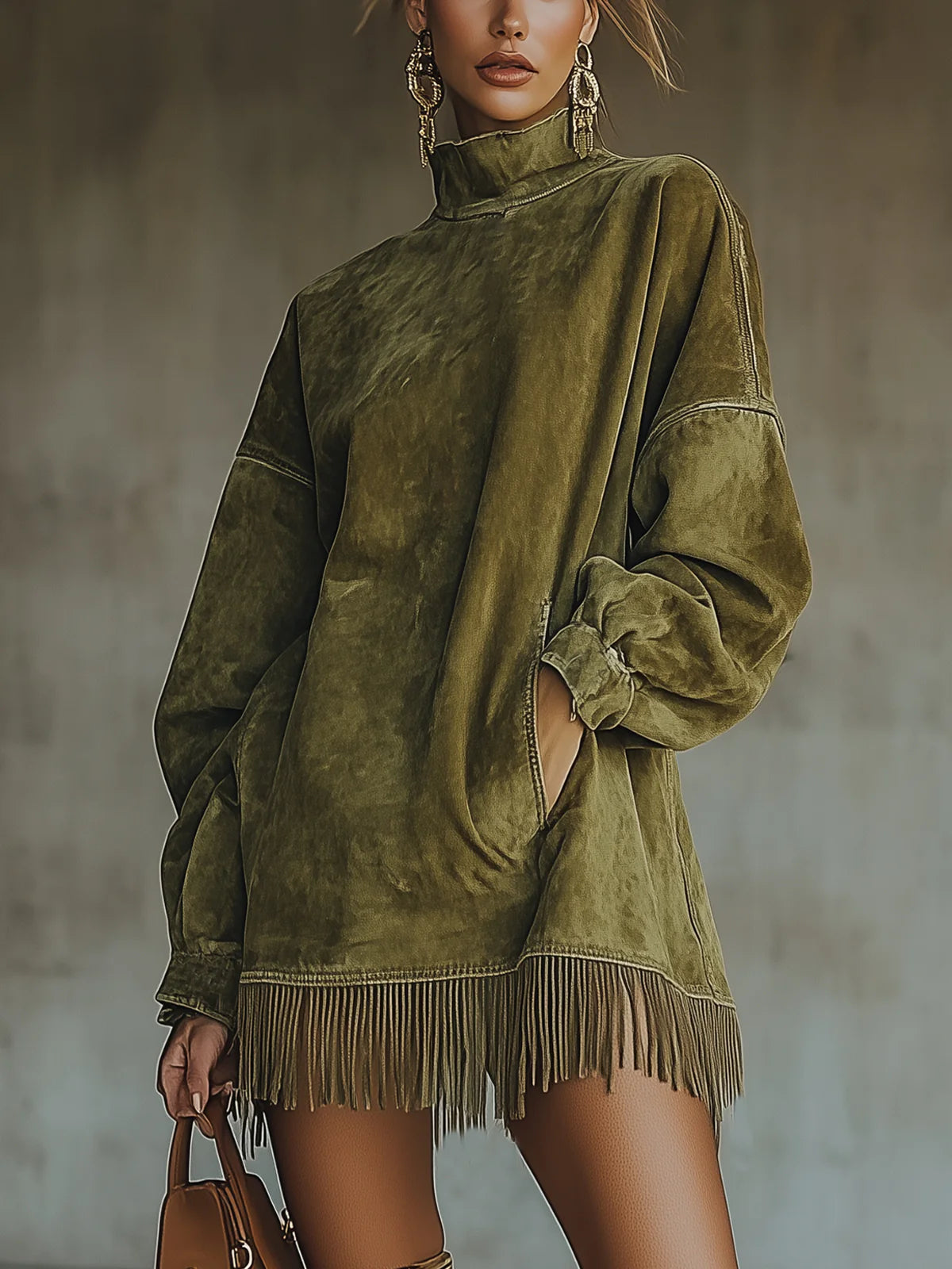 Darcie™ | Suede Tunic Dress with Fringes