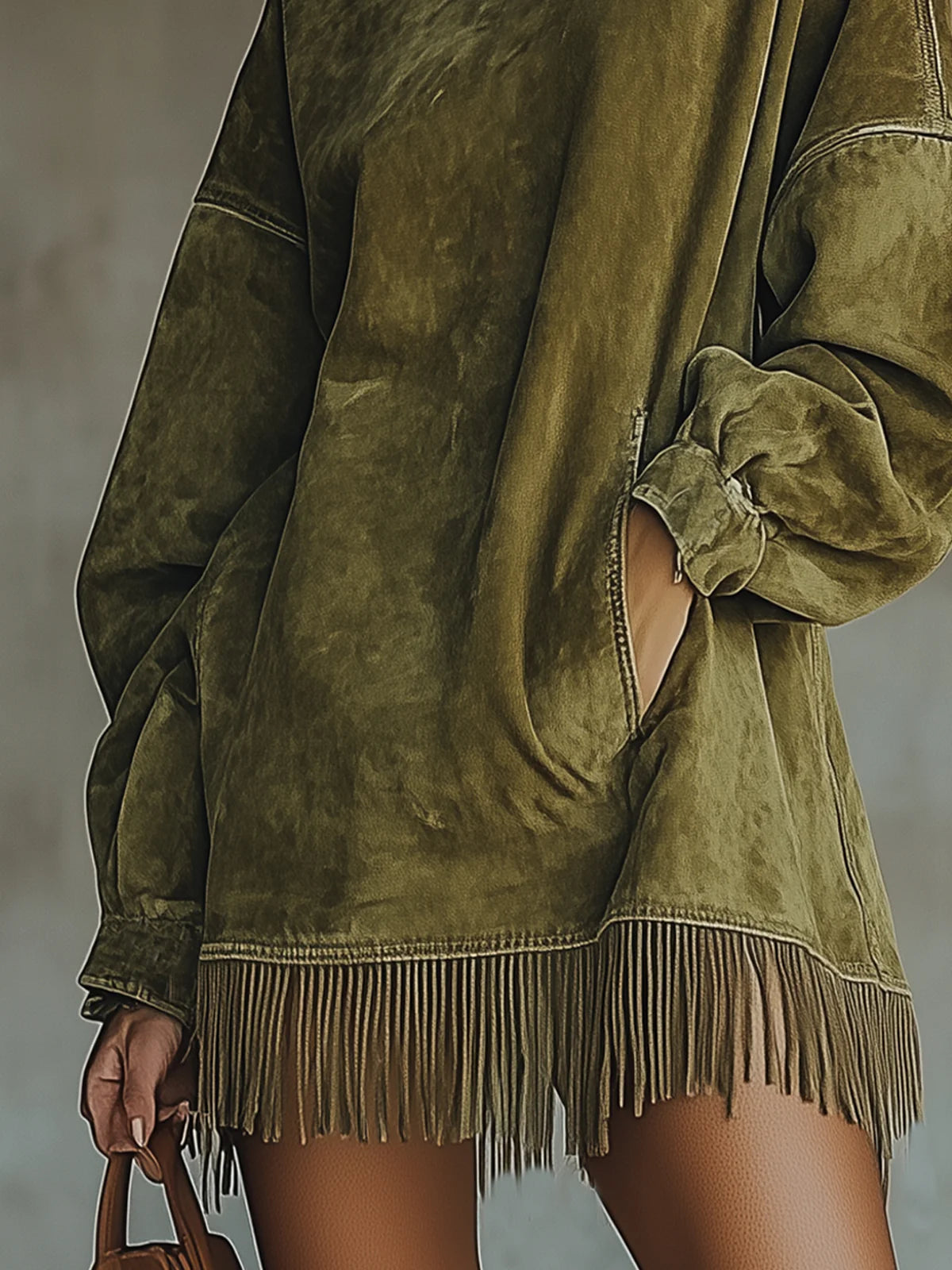 Darcie™ | Suede Tunic Dress with Fringes