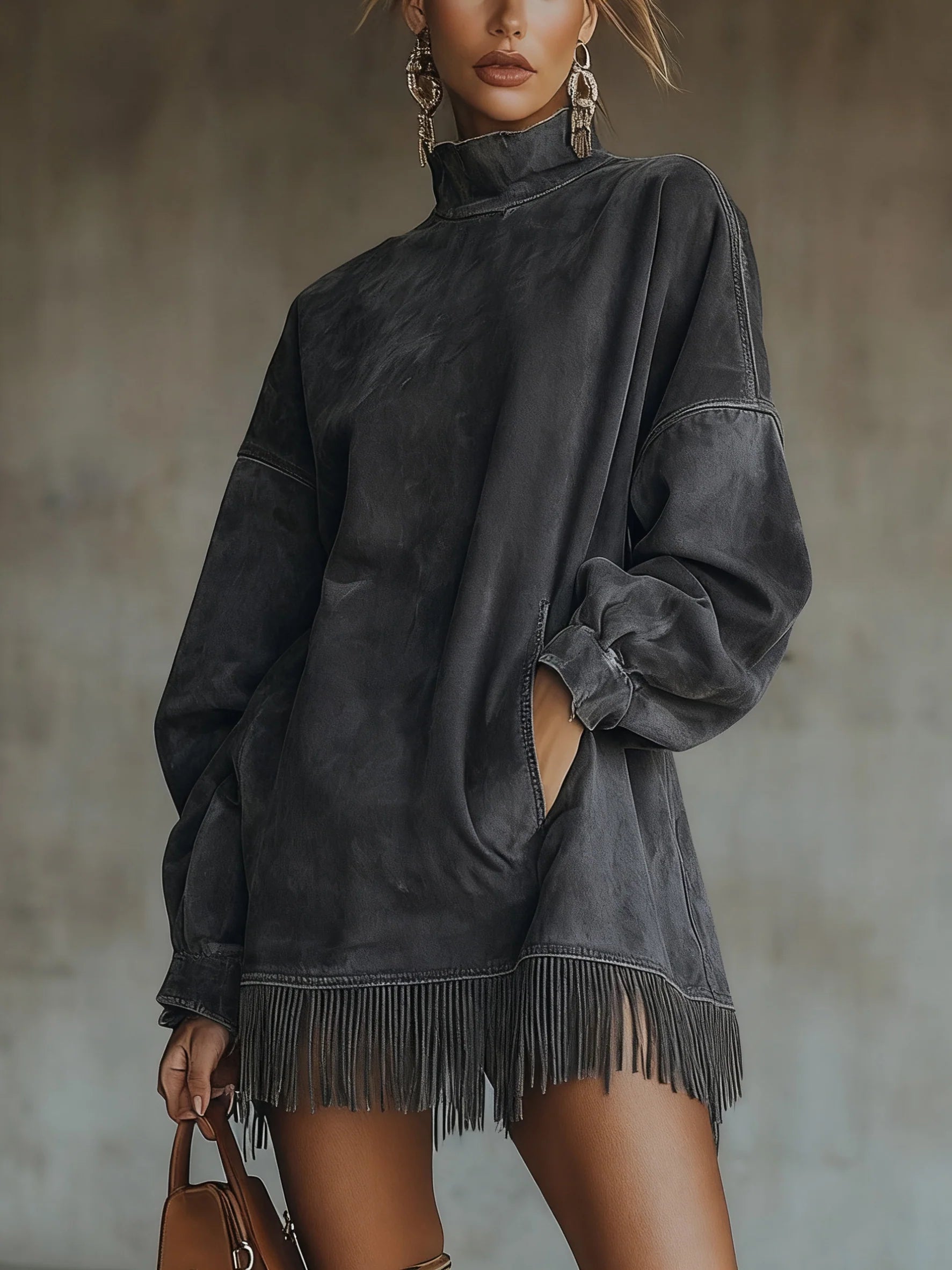 Darcie™ | Suede Tunic Dress with Fringes