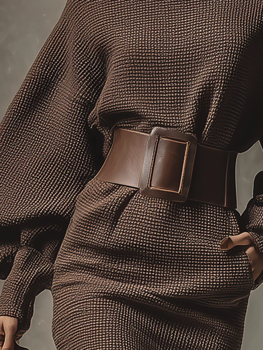 Cléa™ | Short Knit Dress with Belt
