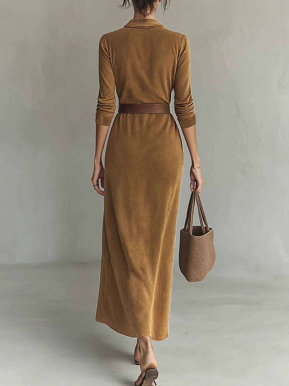 Célianne™ | Chic Suede Maxi Dress