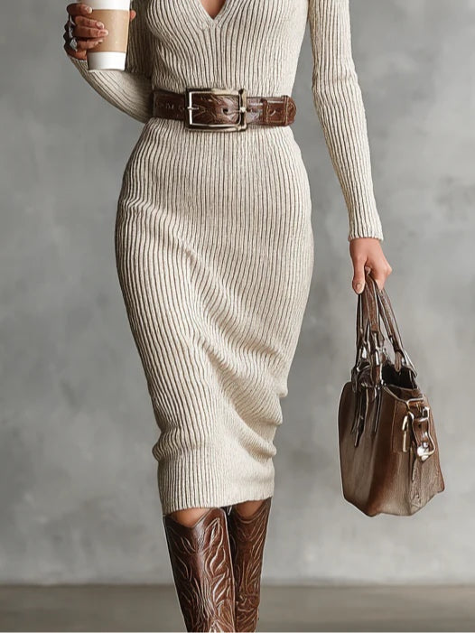 Valériea™ | Fitted Chic Midi Dress