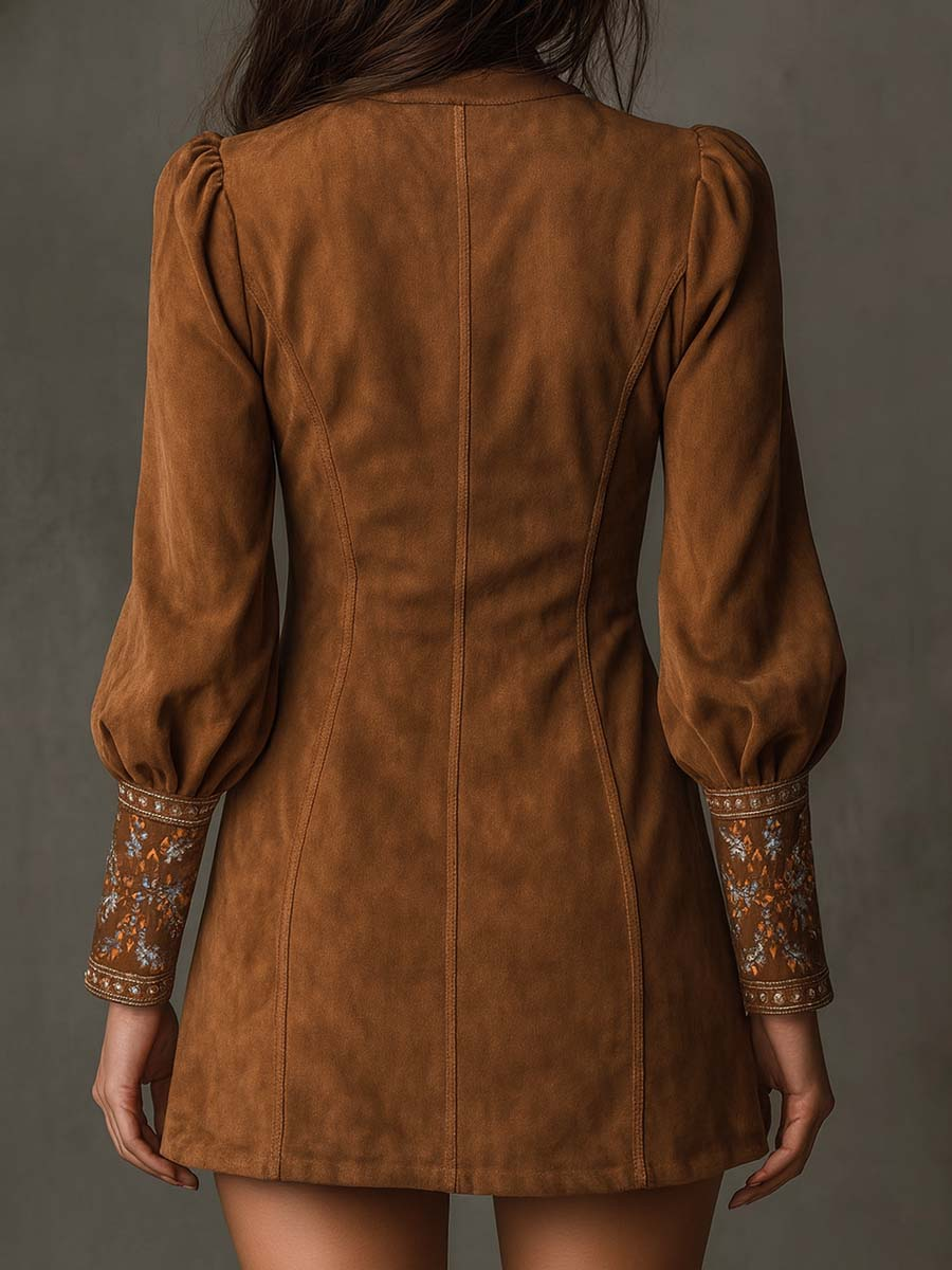 Viola™ | Embroidered Suede Mini Dress