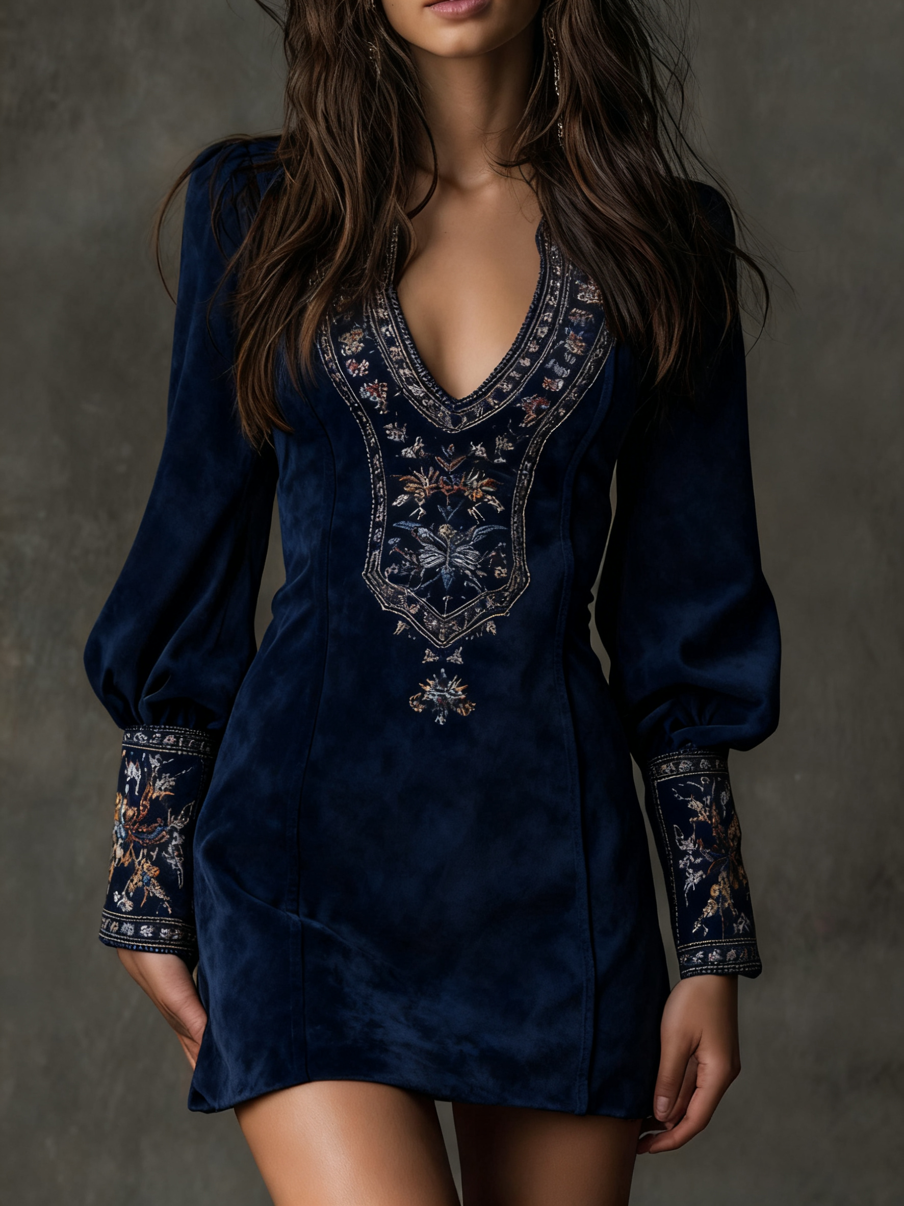 Viola™ | Embroidered Suede Mini Dress