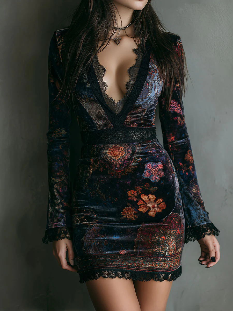 Sofia™ | Mini Dress in Floral Velvet