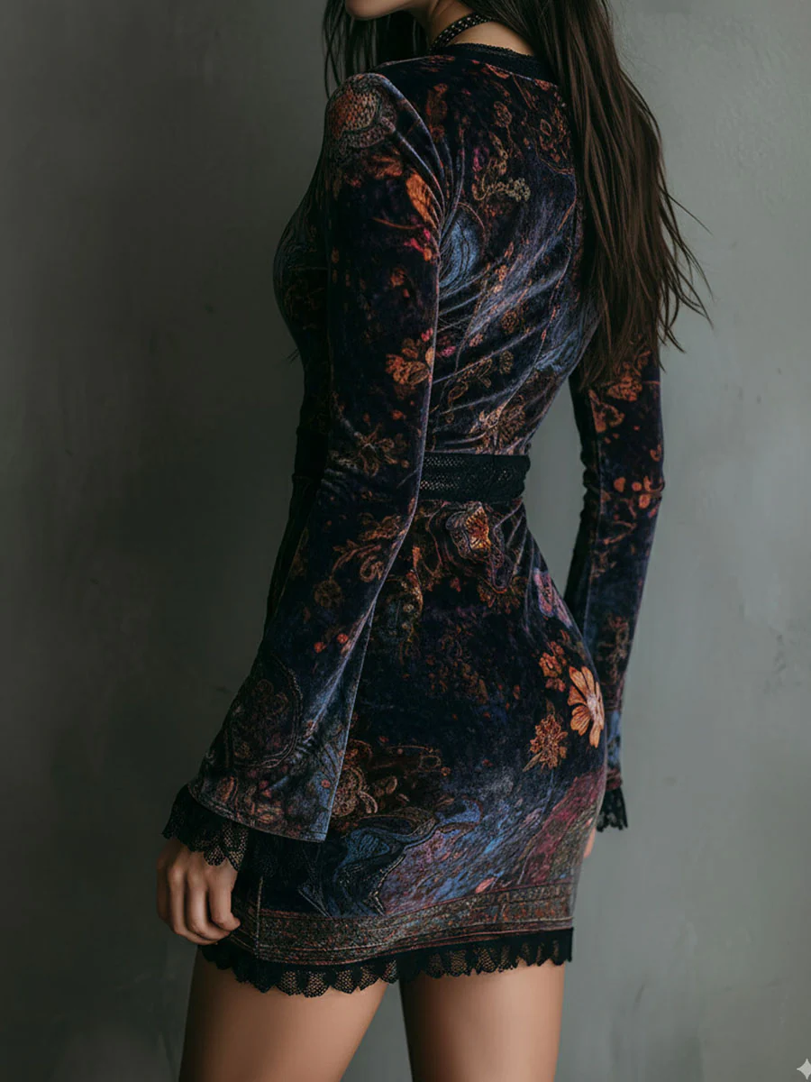Sofia™ | Mini Dress in Floral Velvet