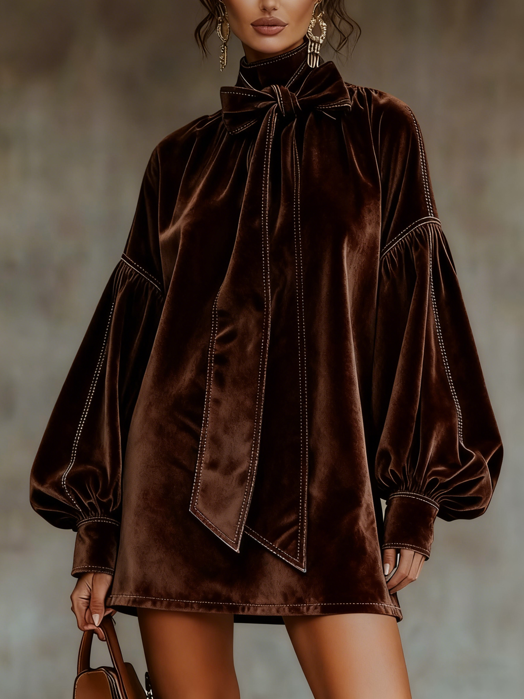 Valentina™ | Mini Velvet Dress with Bow
