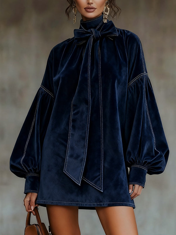Valentina™ | Mini Velvet Dress with Bow