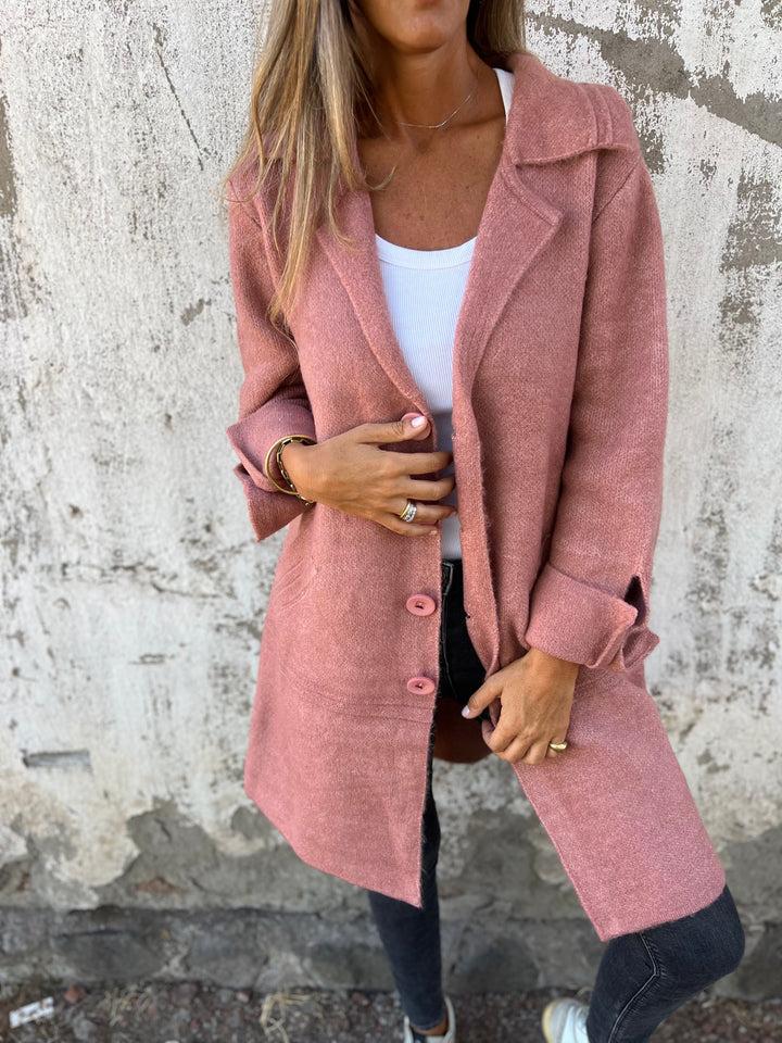 Long Buttoned Cashmere Coat